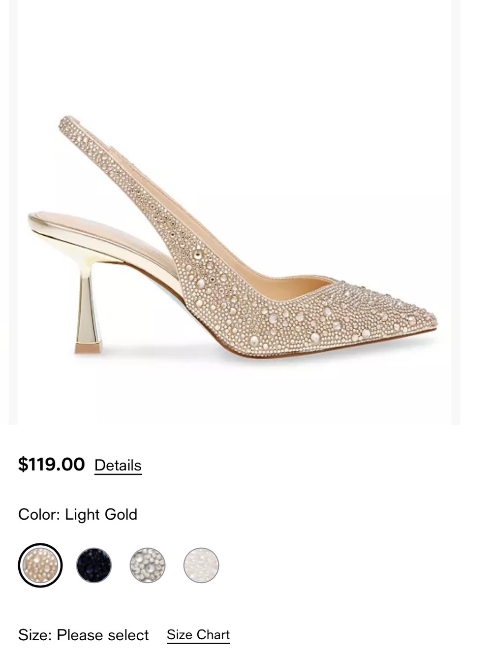 Betsey Johnson Gold Crystal Slingback Pumps